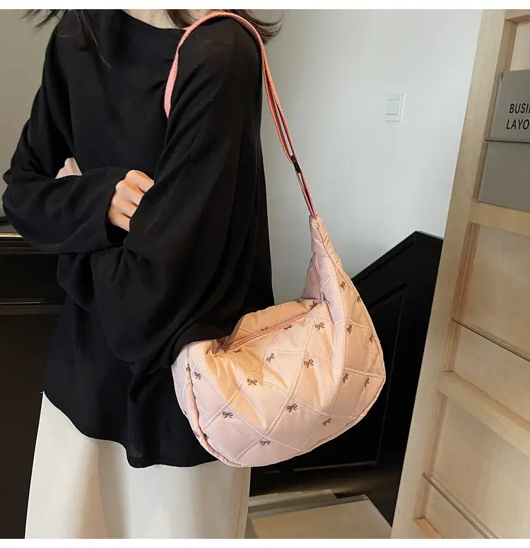 Autumn Winter Bow Cotton Padded Suit Bag for Women — feature 25