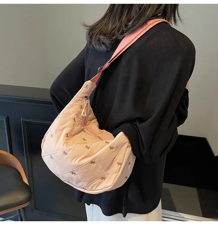 Autumn Winter Bow Cotton Padded Suit Bag for Women — feature 27