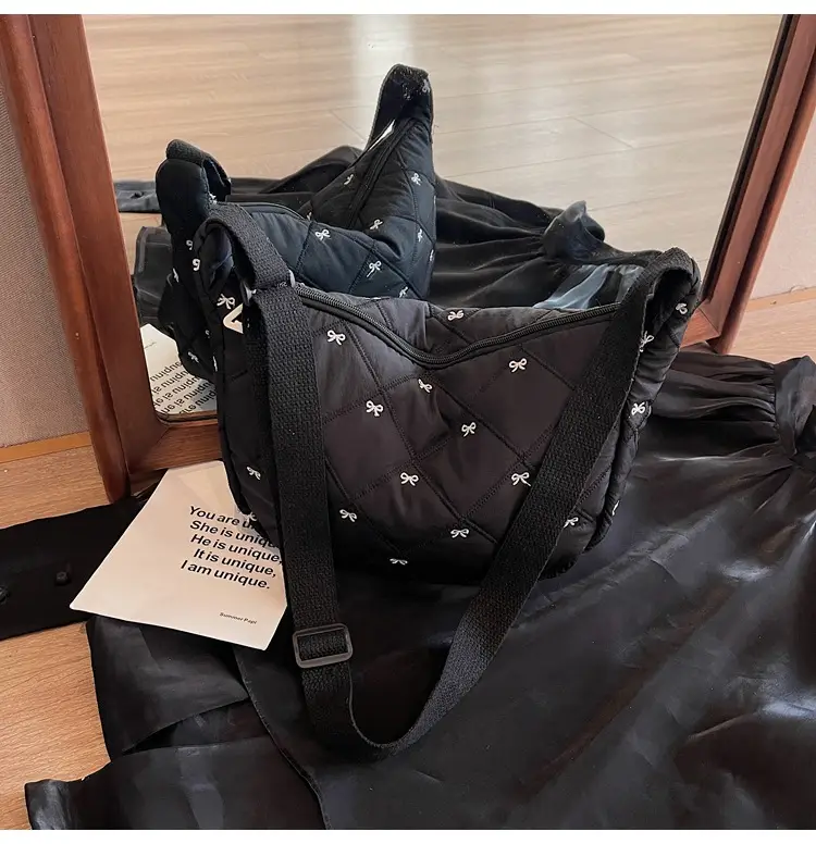 Autumn Winter Bow Cotton Padded Suit Bag for Women — feature 34
