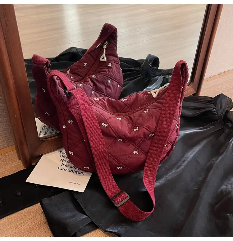Autumn Winter Bow Cotton Padded Suit Bag for Women — feature 35