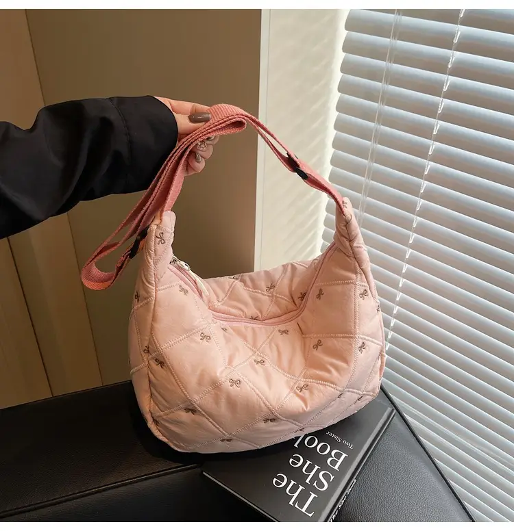 Autumn Winter Bow Cotton Padded Suit Bag for Women — feature 36