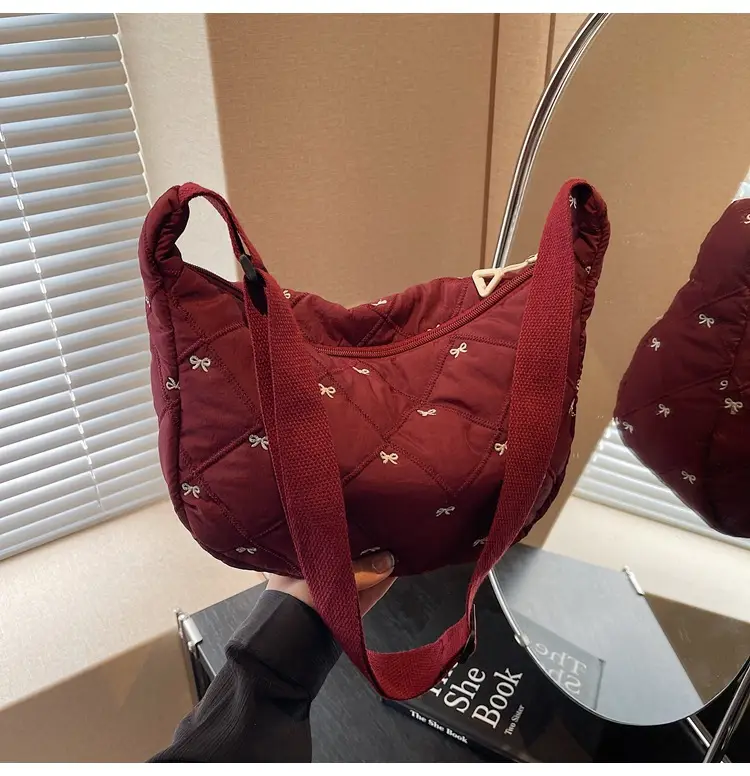 Autumn Winter Bow Cotton Padded Suit Bag for Women — feature 38