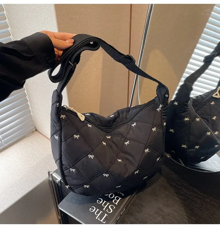 Autumn Winter Bow Cotton Padded Suit Bag for Women — feature 39