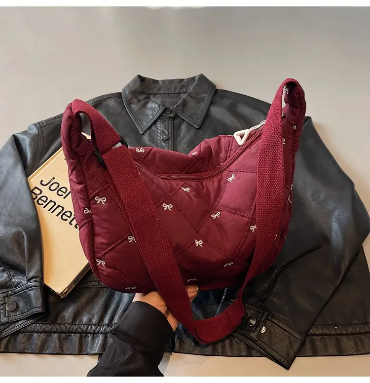 Autumn Winter Bow Cotton Padded Suit Bag for Women — feature 41