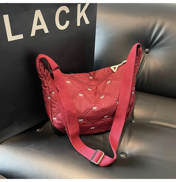 Autumn Winter Bow Cotton Padded Suit Bag for Women — feature 45