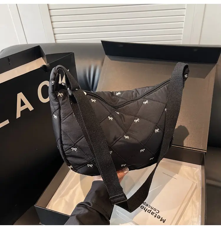 Autumn Winter Bow Cotton Padded Suit Bag for Women — feature 47