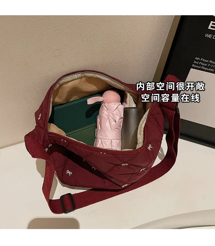 Autumn Winter Bow Cotton Padded Suit Bag for Women — feature 6