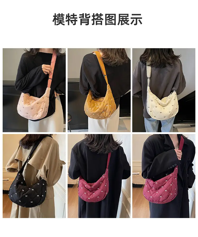 Autumn Winter Bow Cotton Padded Suit Bag for Women — feature 7