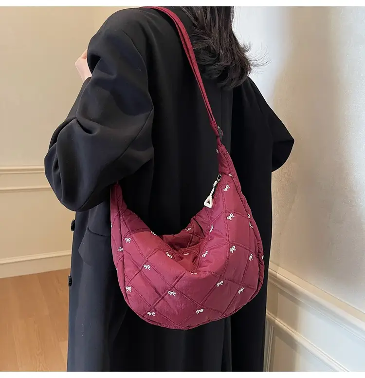 Autumn Winter Bow Cotton Padded Suit Bag for Women — feature 8