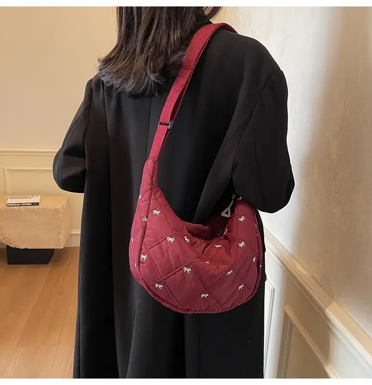 Autumn Winter Bow Cotton Padded Suit Bag for Women — feature 9