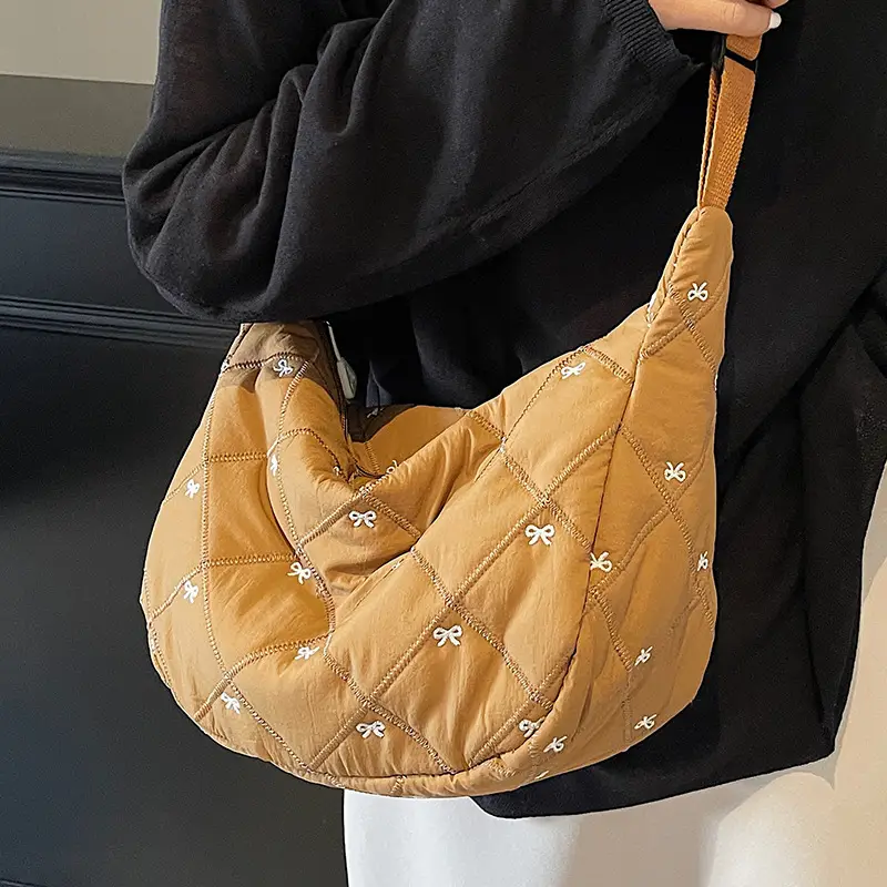 Autumn Winter Bow Cotton Padded Suit Bag for Women