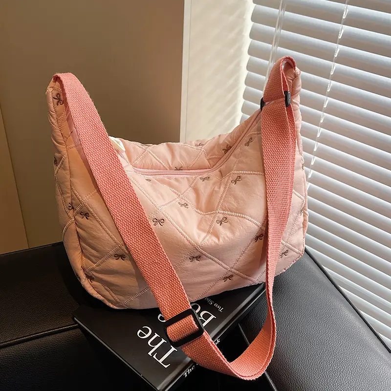 Autumn Winter Bow Cotton Padded Suit Bag for Women