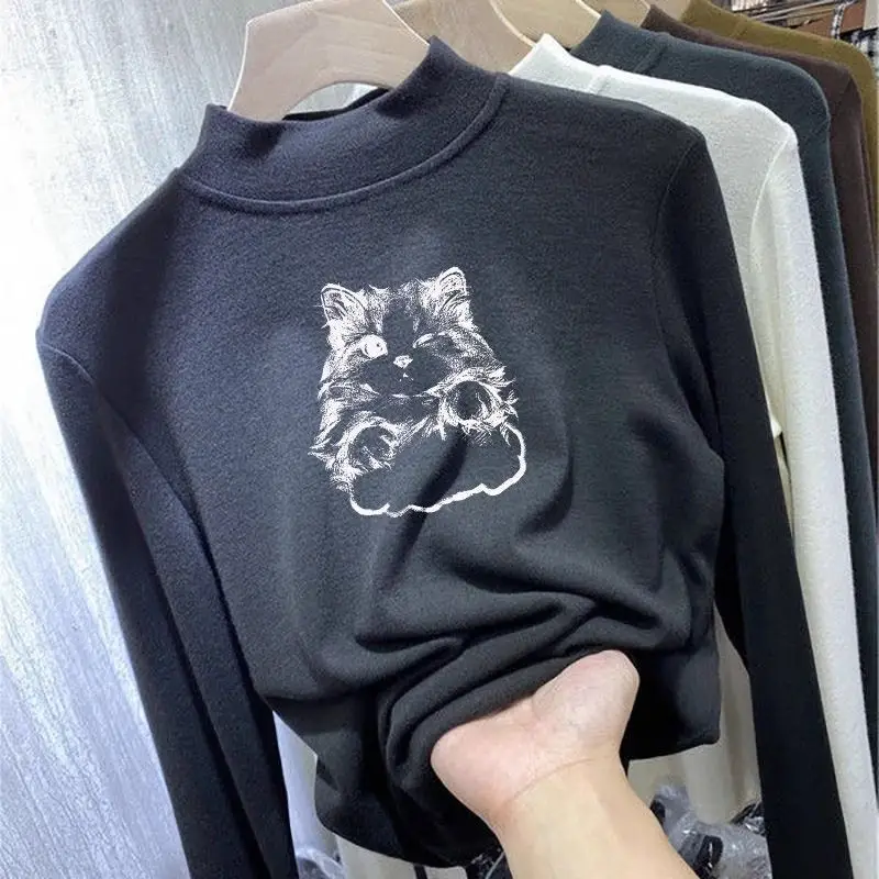 Derong Cat Print Long Sleeve Turtleneck for Girls Medium to XL - Image 8