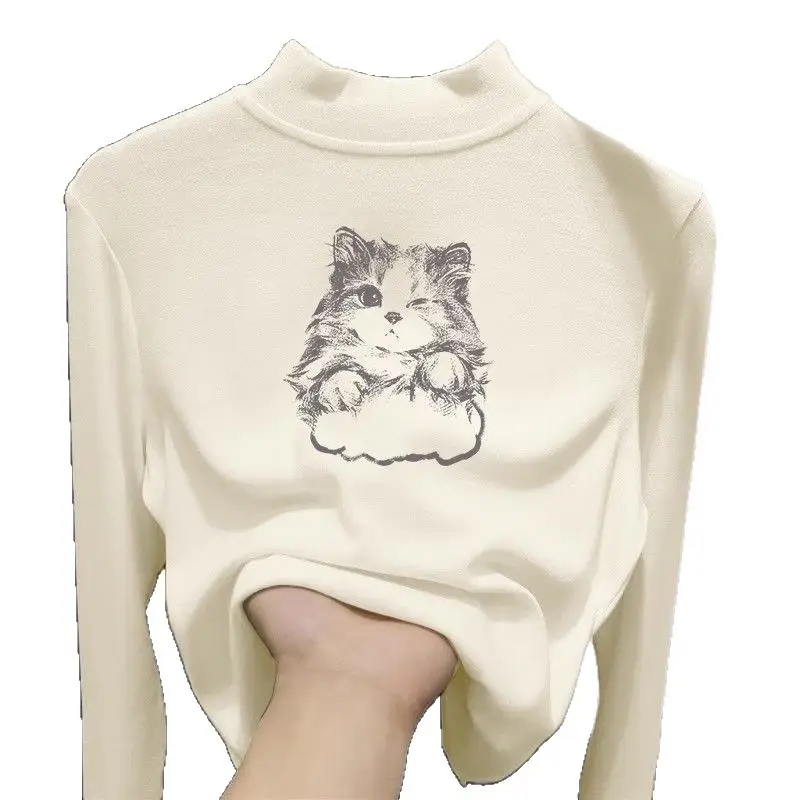Derong Cat Print Long Sleeve Turtleneck for Girls Medium to XL - Image 9