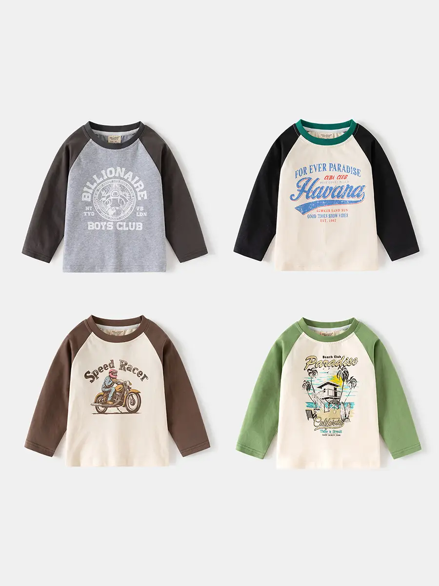Speed Racing Boys Raglan Sleeve T-Shirt Brown Cream - Image 5