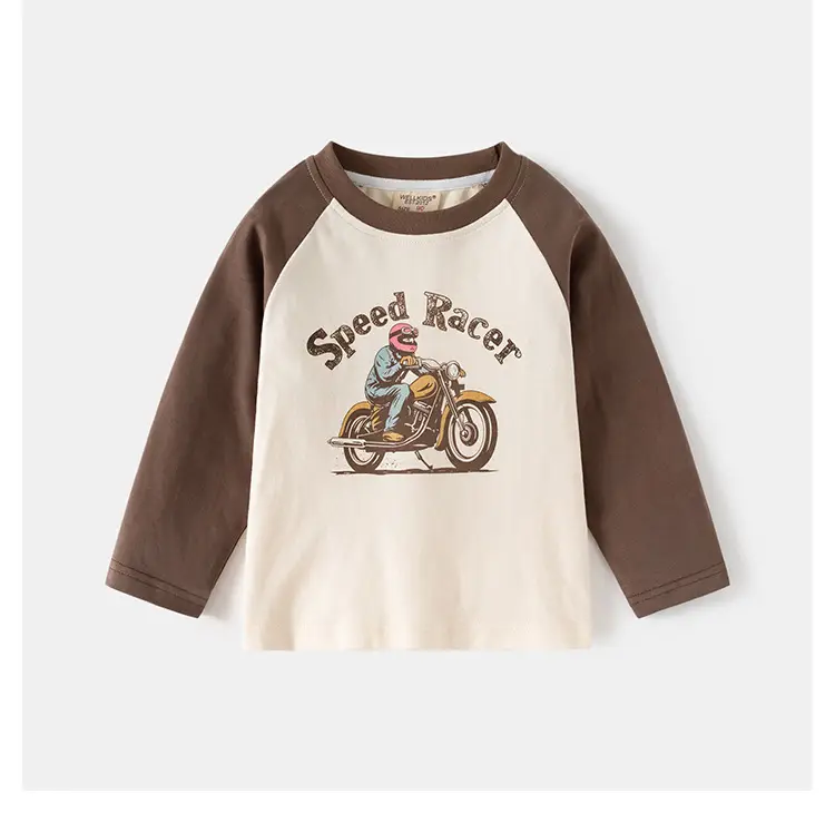 Speed Racing Boys Raglan Sleeve T-Shirt Brown Cream — feature 15