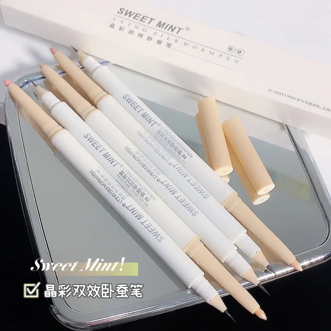 Makeup Sweet Mint Crystal Color Dual-Effect Double-Ended Eye Pencil for Brightening the Inner Corner of the Eye and Outlining the Lower Eyelid and Eyeliner Gel Pen - Image 9