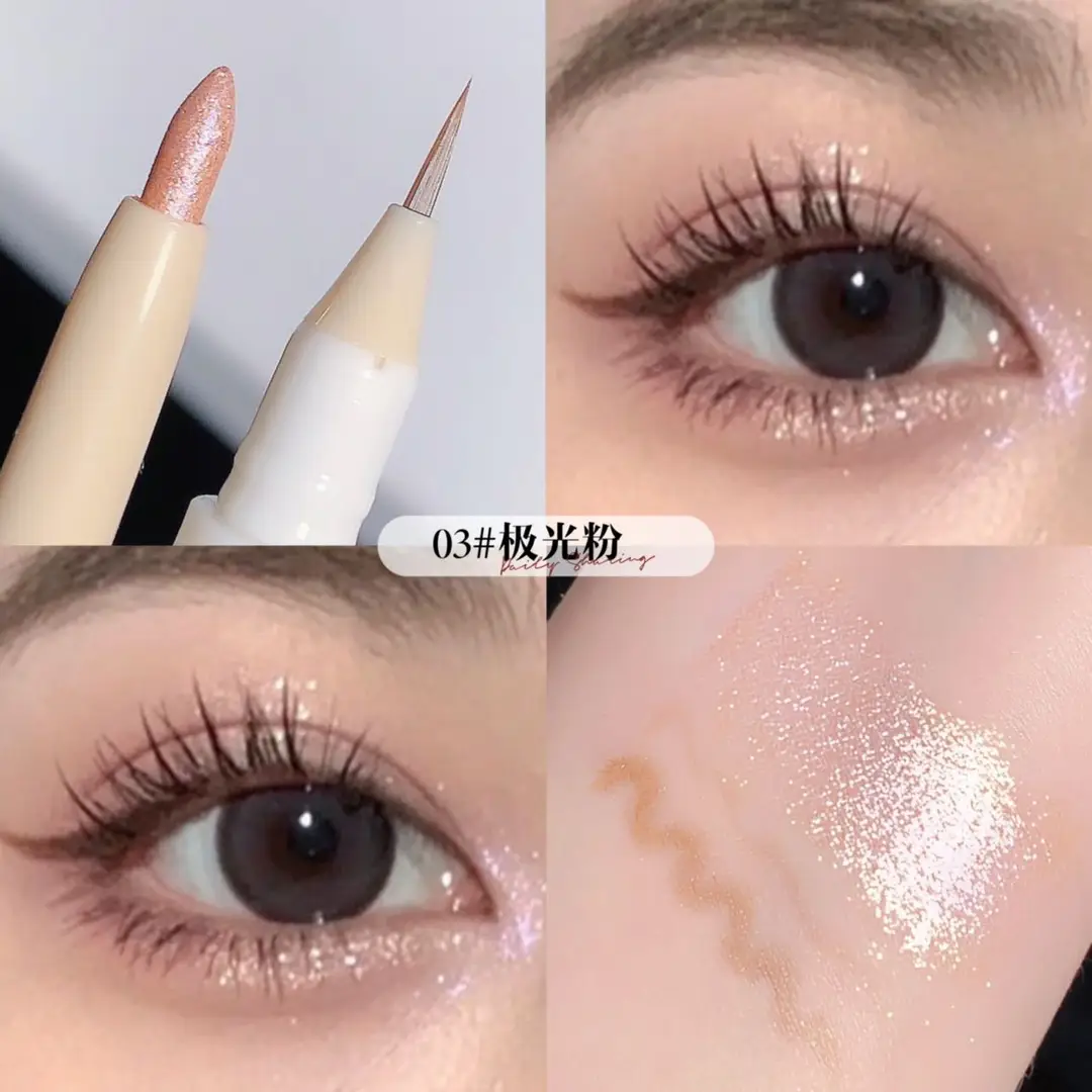 Makeup Sweet Mint Crystal Color Dual-Effect Double-Ended Eye Pencil for Brightening the Inner Corner of the Eye and Outlining the Lower Eyelid and Eyeliner Gel Pen - Image 3