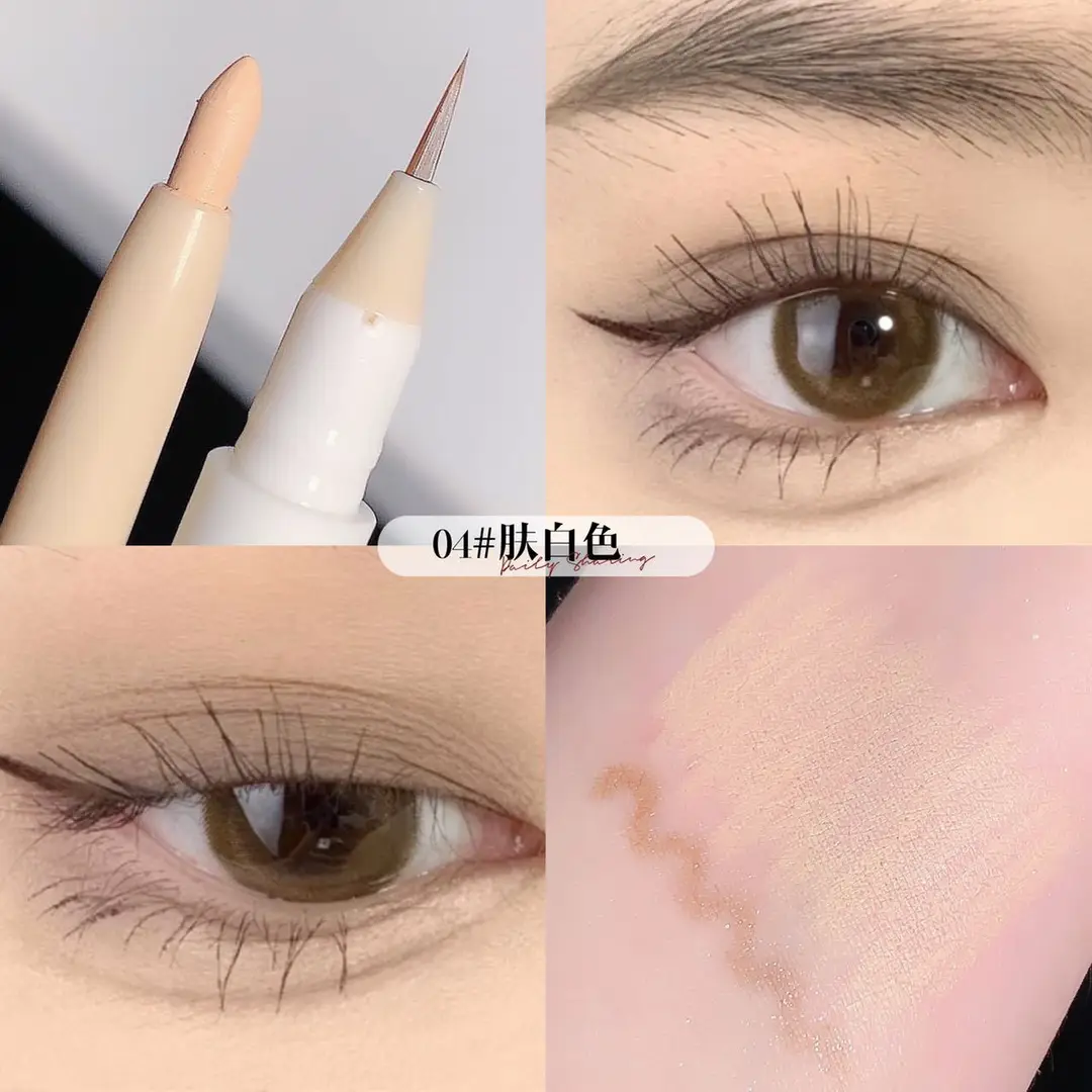 Makeup Sweet Mint Crystal Color Dual-Effect Double-Ended Eye Pencil for Brightening the Inner Corner of the Eye and Outlining the Lower Eyelid and Eyeliner Gel Pen - Image 4