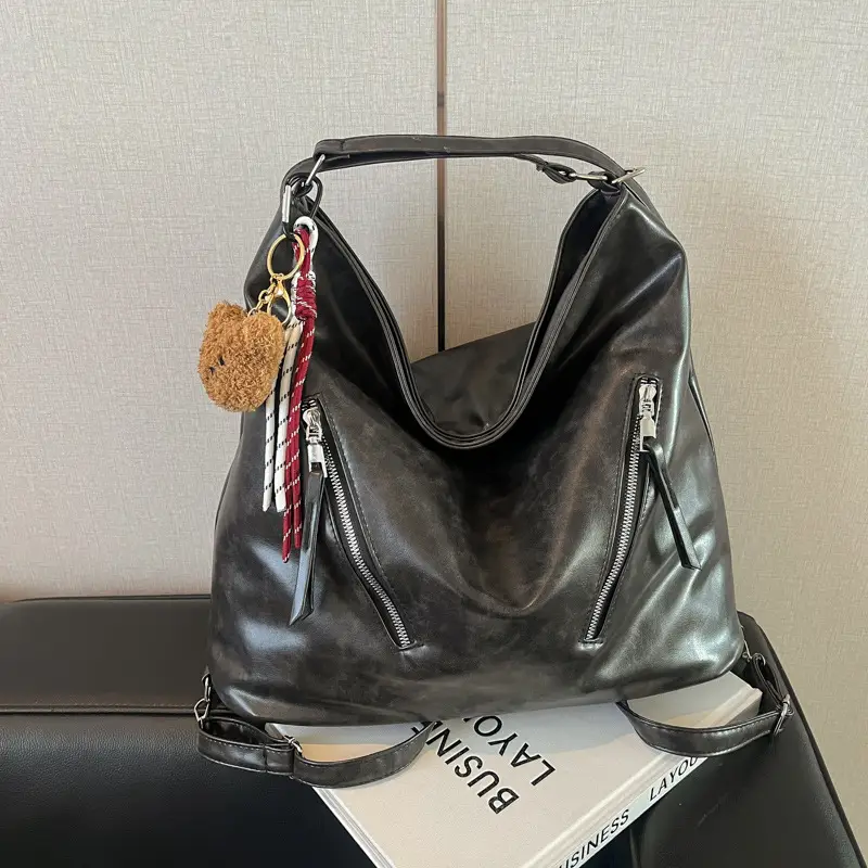 Vintage Brown Leather Shoulder Bag for Women - Image 6
