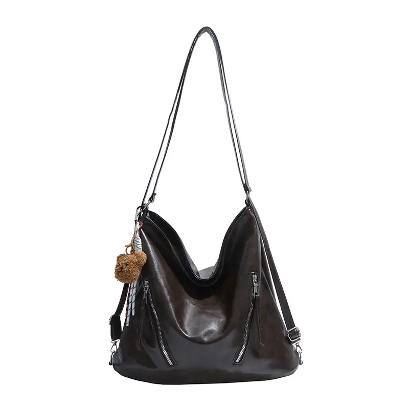 Vintage Brown Leather Shoulder Bag for Women - Image 8