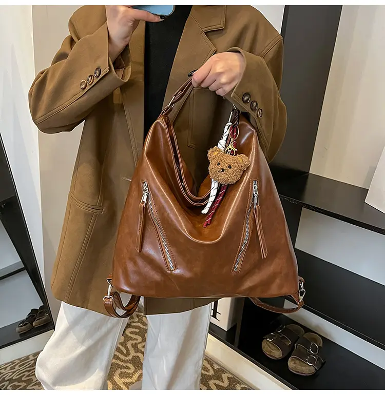 Vintage Brown Leather Shoulder Bag for Women — feature 10
