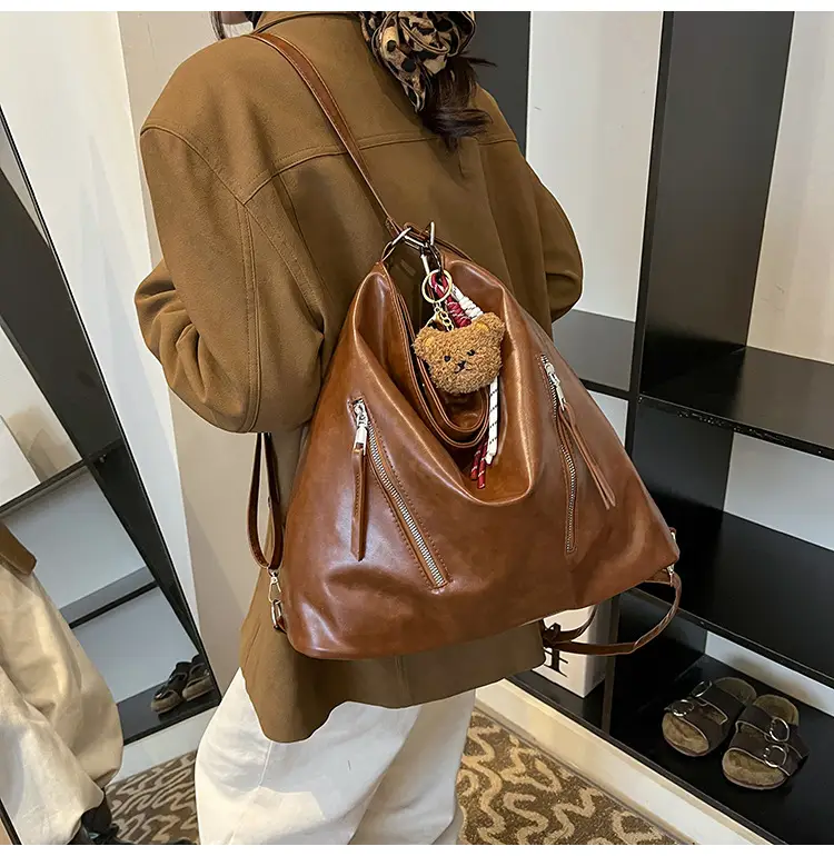 Vintage Brown Leather Shoulder Bag for Women — feature 11
