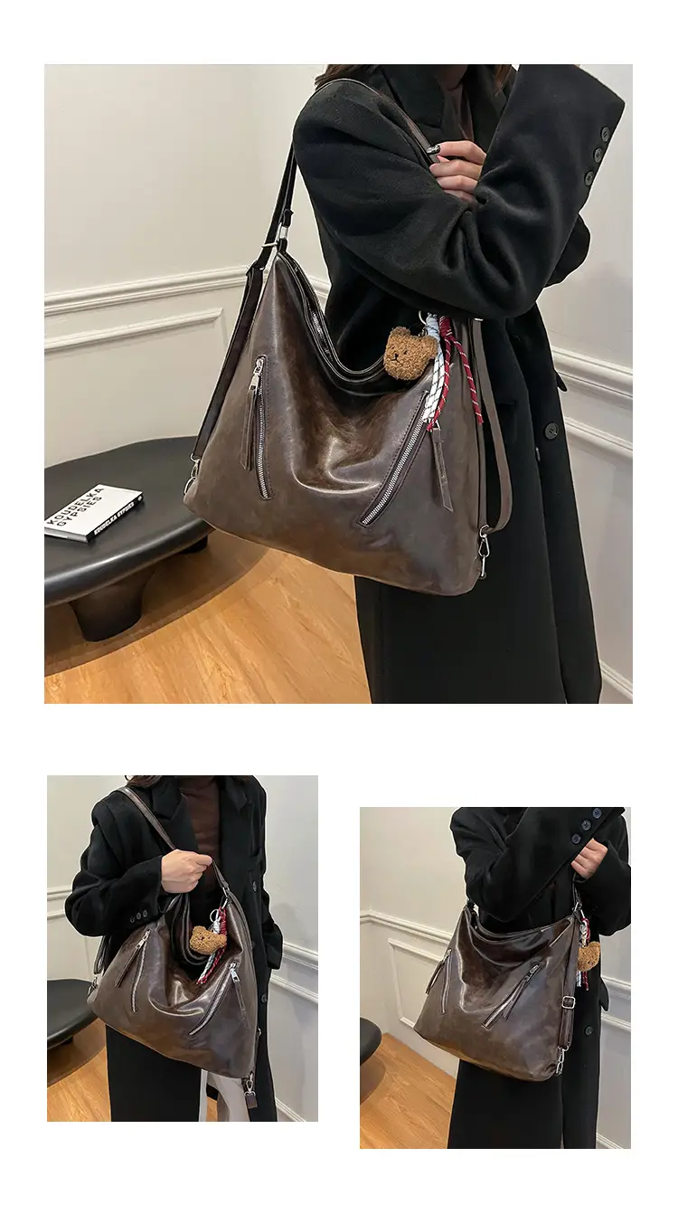 Vintage Brown Leather Shoulder Bag for Women — feature 17