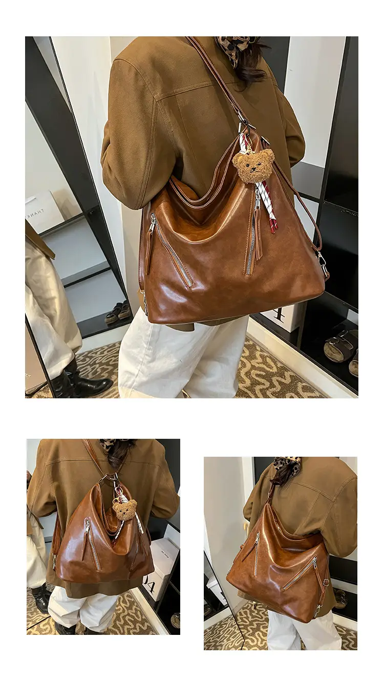 Vintage Brown Leather Shoulder Bag for Women — feature 18