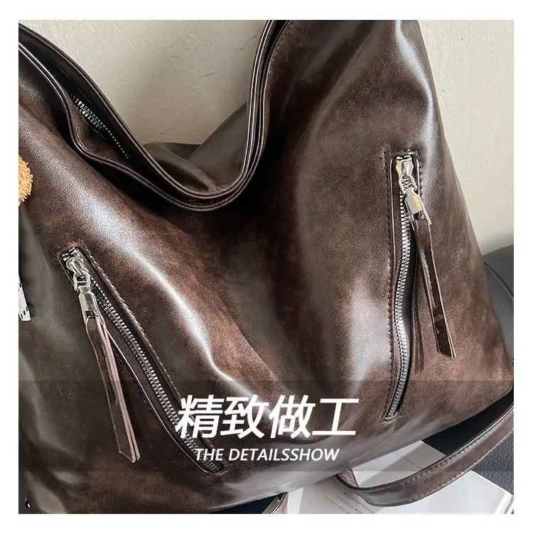 Vintage Brown Leather Shoulder Bag for Women — feature 4