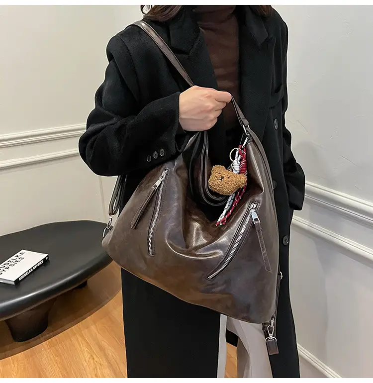 Vintage Brown Leather Shoulder Bag for Women — feature 7