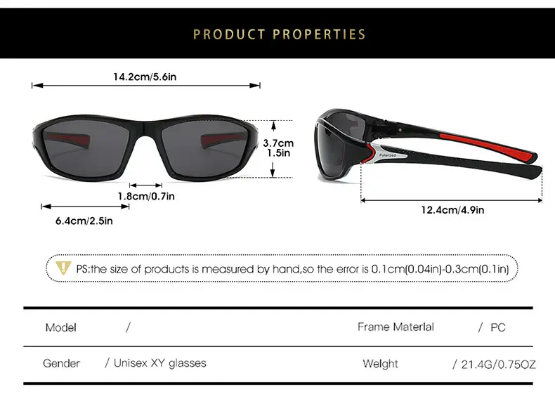 Sports Men's Polarized Sunglasses Black Grey — feature 8