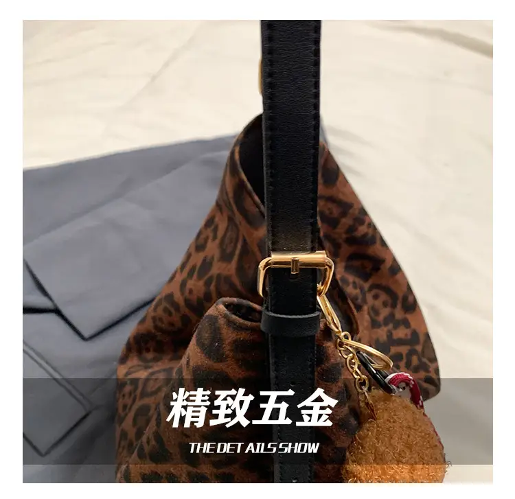 Leopard Print Winter Shoulder Bag with Teddy Bear — feature 11