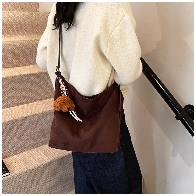 Leopard Print Winter Shoulder Bag with Teddy Bear — feature 23