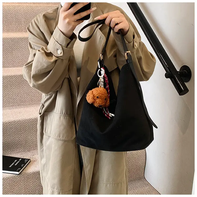 Leopard Print Winter Shoulder Bag with Teddy Bear — feature 24