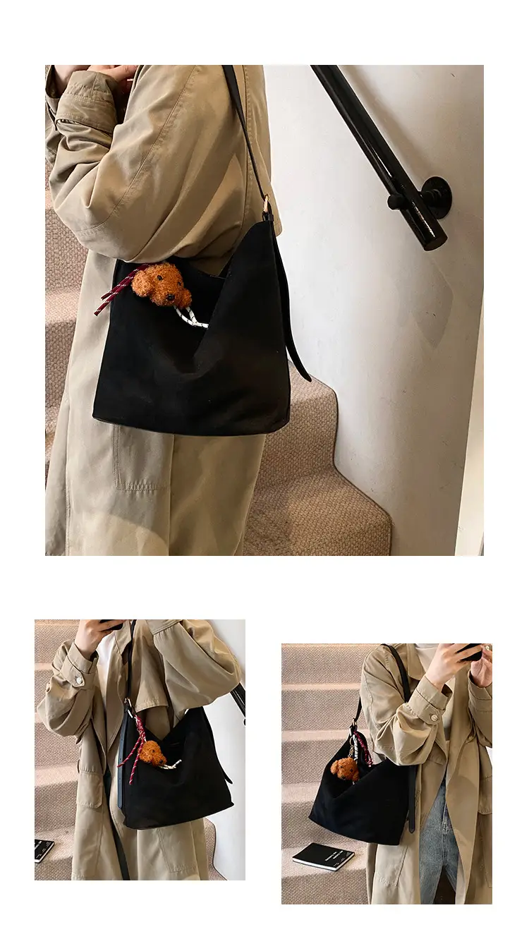 Leopard Print Winter Shoulder Bag with Teddy Bear — feature 5