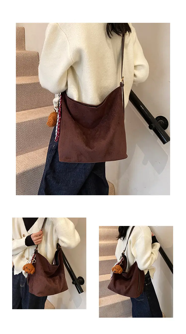 Leopard Print Winter Shoulder Bag with Teddy Bear — feature 7