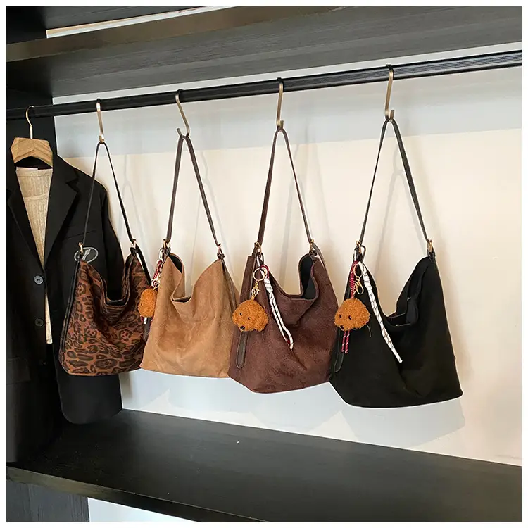 Leopard Print Winter Shoulder Bag with Teddy Bear — feature 9