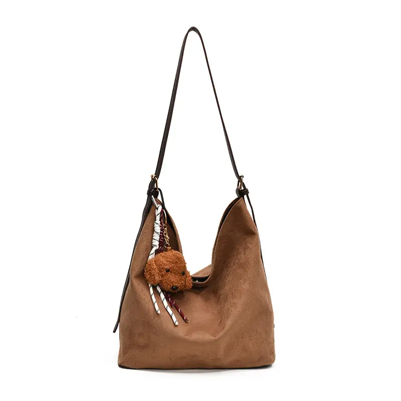 Leopard Print Winter Shoulder Bag with Teddy Bear