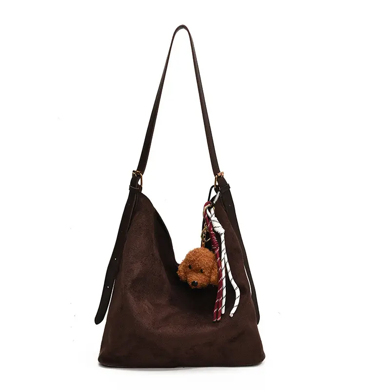 Leopard Print Winter Shoulder Bag with Teddy Bear