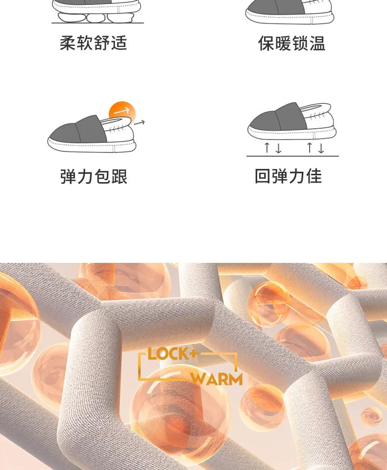 Stepping on Poop Feeling Fluffy Slippers, Cotton Slippers for Men, Winter Home Warm Waterproof Closed-Back Men's Cotton Shoes, Women's Winter — feature 7