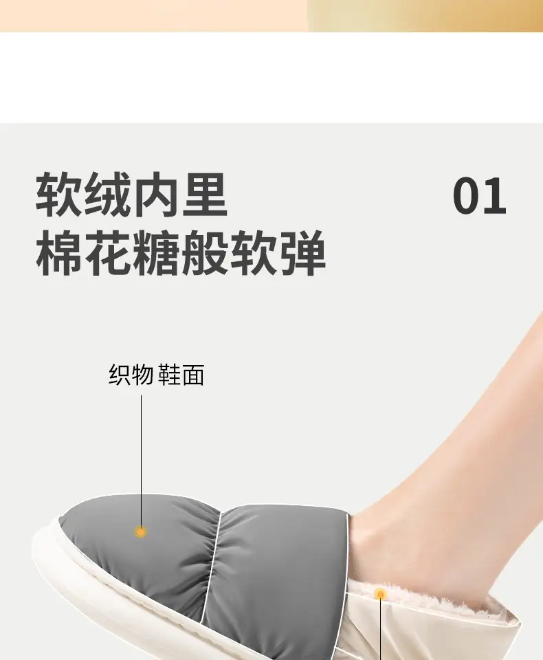 Stepping on Poop Feeling Fluffy Slippers, Cotton Slippers for Men, Winter Home Warm Waterproof Closed-Back Men's Cotton Shoes, Women's Winter — feature 9