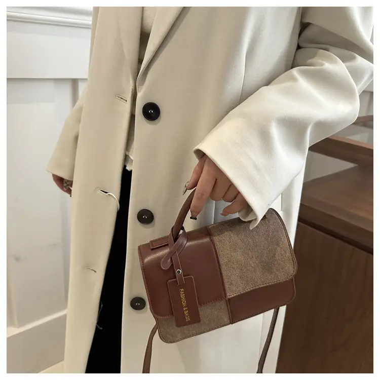 Winter Stitching 2024 Textile Trendy Crossbody Bag Small Square Bag Commuter Shoulder — feature 25