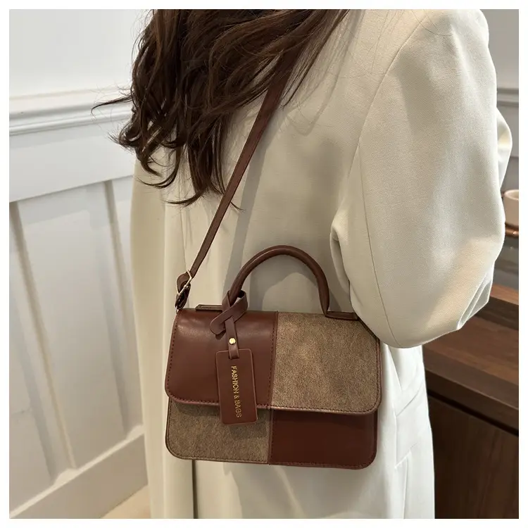Winter Stitching 2024 Textile Trendy Crossbody Bag Small Square Bag Commuter Shoulder — feature 26