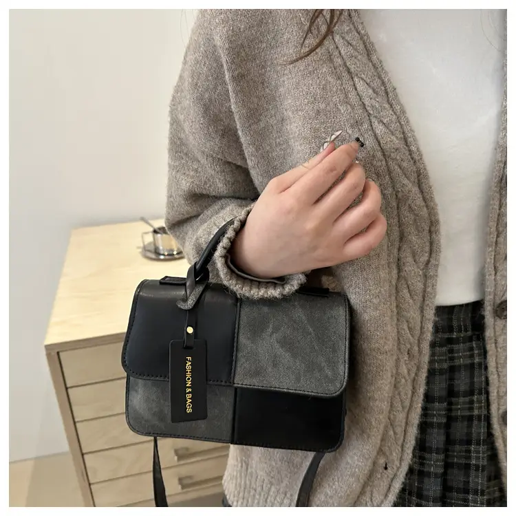 Winter Stitching 2024 Textile Trendy Crossbody Bag Small Square Bag Commuter Shoulder — feature 30