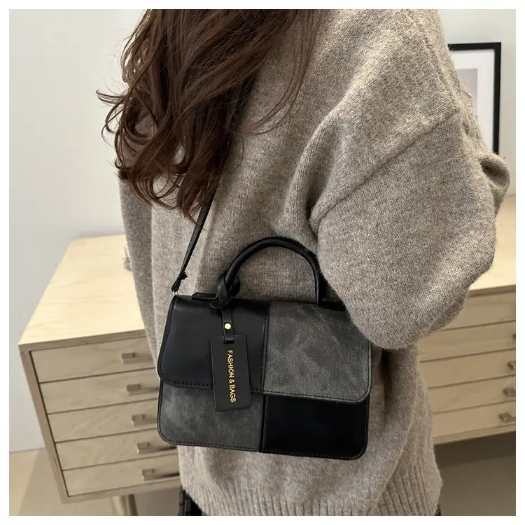 Winter Stitching 2024 Textile Trendy Crossbody Bag Small Square Bag Commuter Shoulder — feature 31