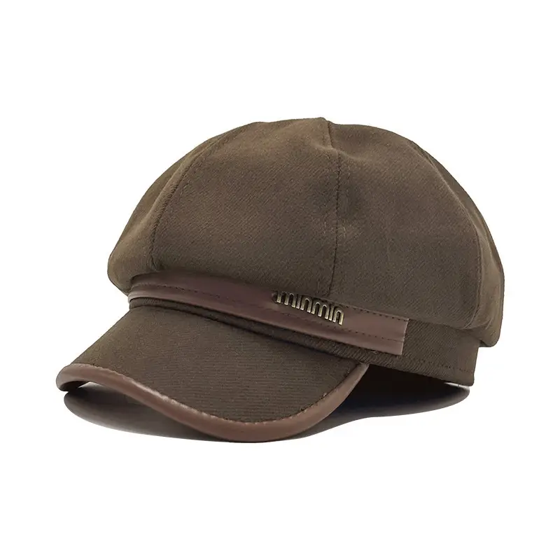 Men's Beige Retro Beret Cap Autumn Winter - Image 4