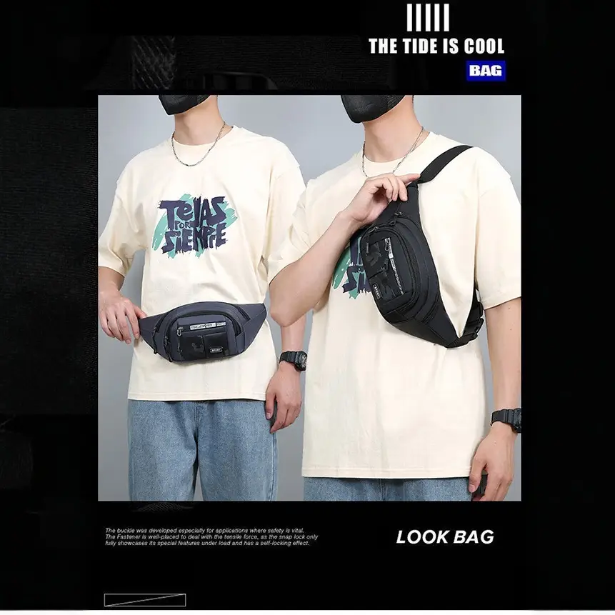 Men's Multi-Functional Waist Bag with Crossbody & Single Shoulder Design