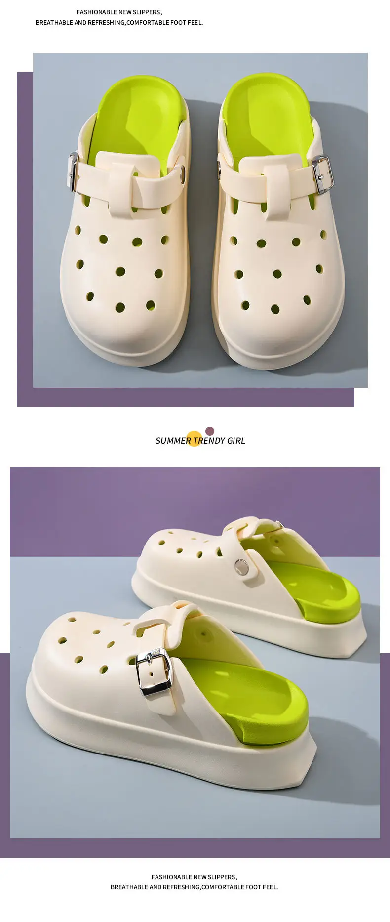24 New Summer Hole Shoes Girls EVA Outer Wear Smelly Feet Baotou Half Slippers Fashion Joker Slippers Direct Selling — feature 10
