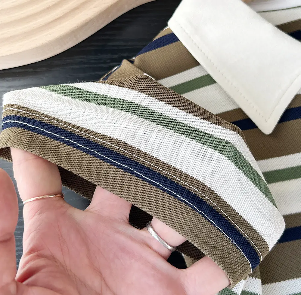 2025 Boys Striped Cotton Polo T-Shirt with Teddy Bear Patch — feature 5